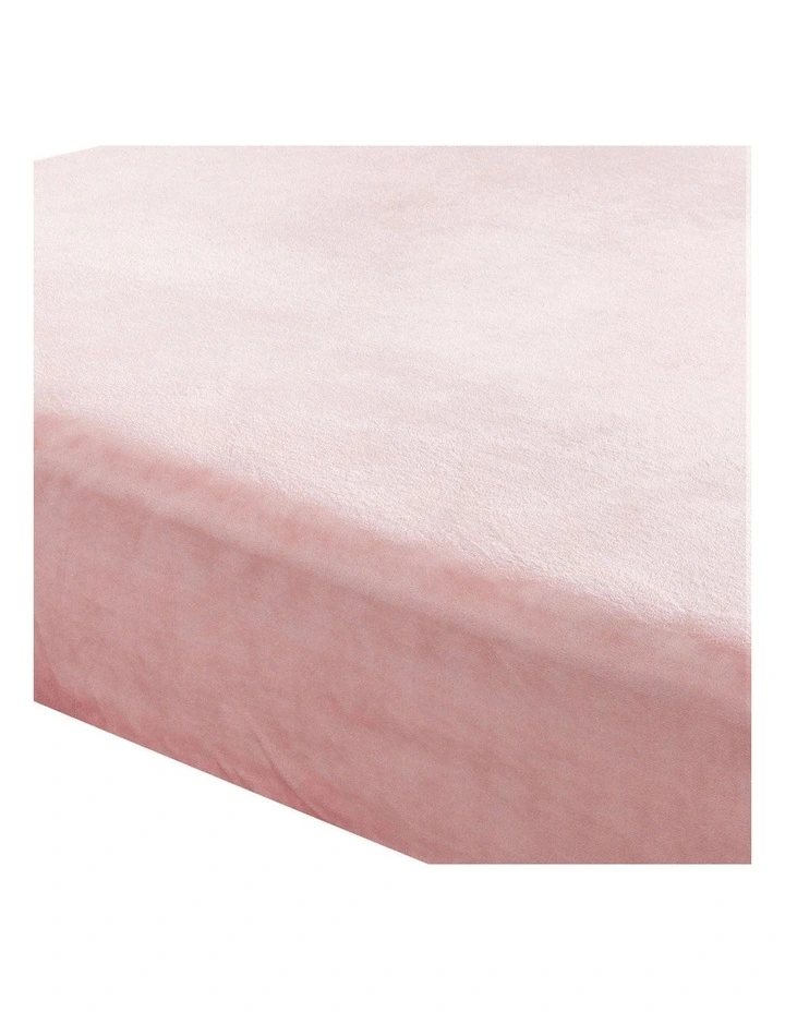 Flannel King Size Fitted Bed Sheet Pillowcase Set in Pink image 4