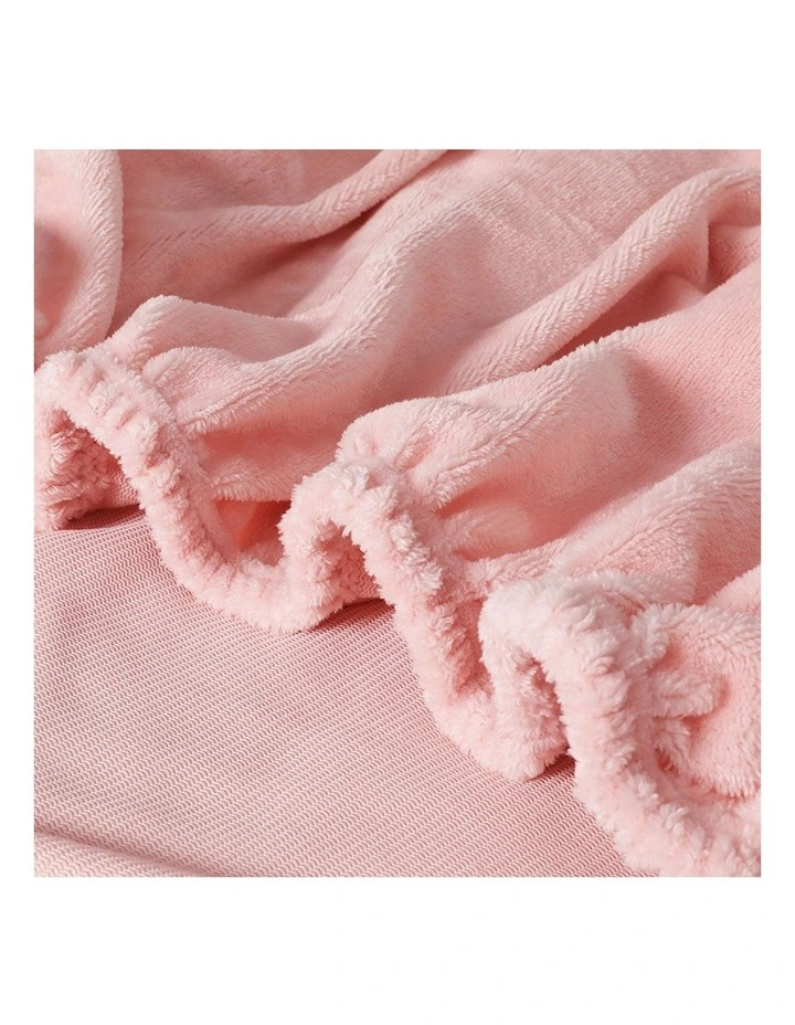 Flannel King Size Fitted Bed Sheet Pillowcase Set in Pink image 6