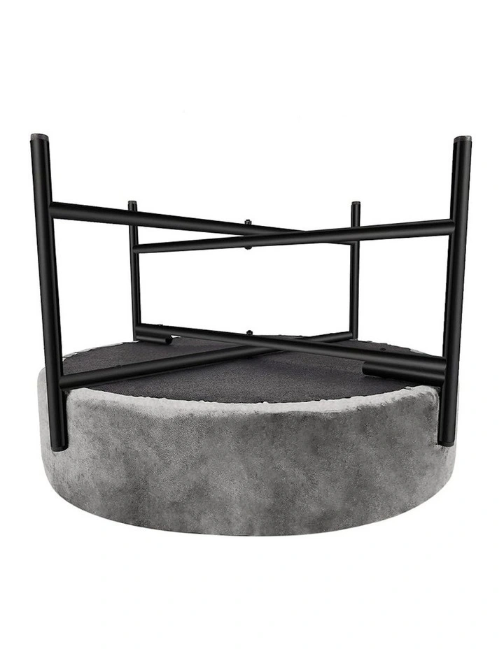 Round Velvet Foot Stool in Grey image 5