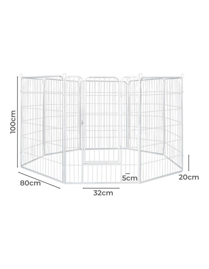 8 Panel 40'' Pet Playpen in White image 3