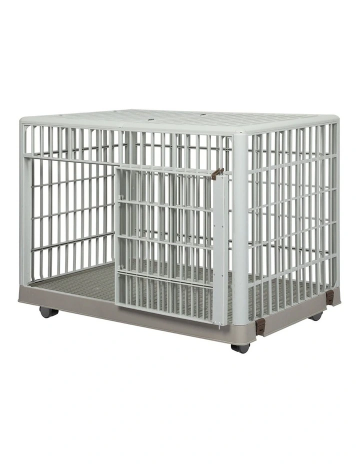 ABS Plastic Wheels Double Door Dog Kennel S in Beige image 1