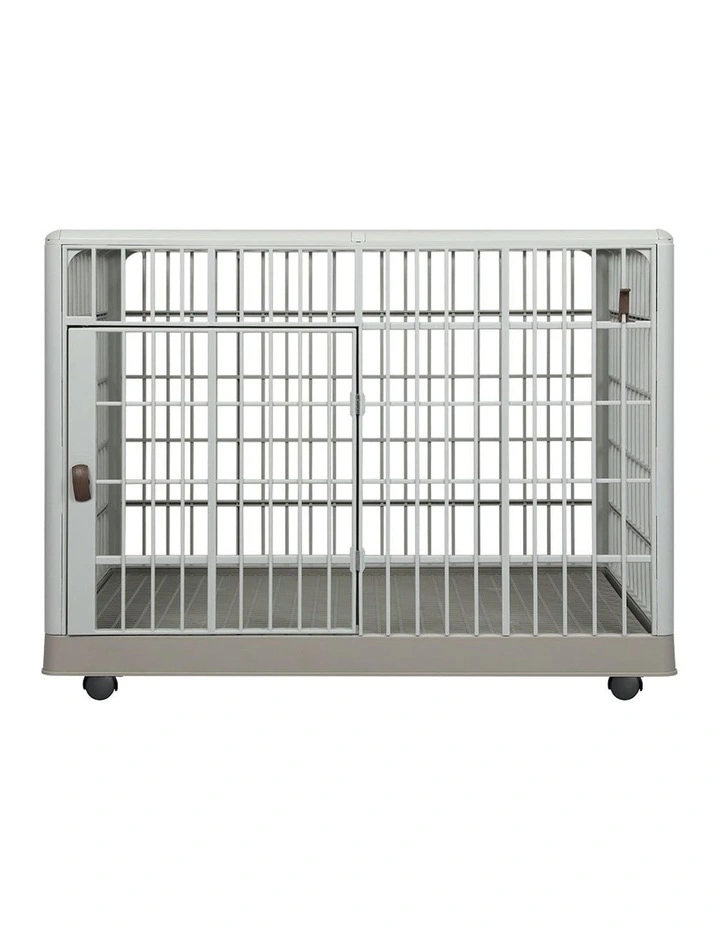 ABS Plastic Wheels Double Door Dog Kennel S in Beige image 2