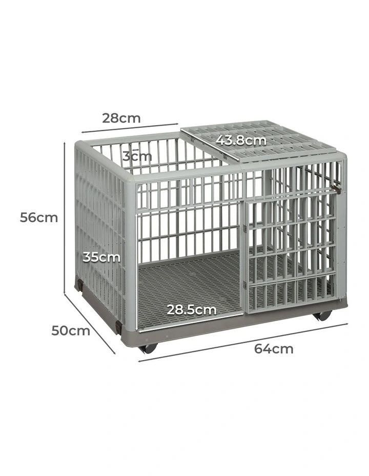 ABS Plastic Wheels Double Door Dog Kennel S in Beige image 3
