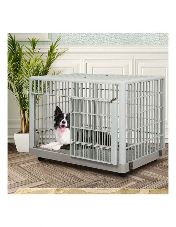 ABS Plastic Wheels Double Door Dog Kennel S in Beige image 7
