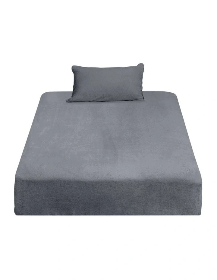 DreamZ Pillowcase Flannel Single Size Winter Warm Fitted Bed Sheet Set