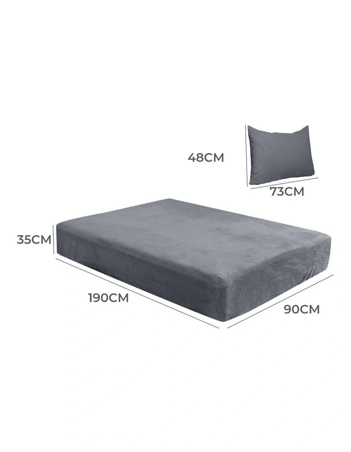 DreamZ Pillowcase Flannel Single Size Winter Warm Fitted Bed Sheet Set