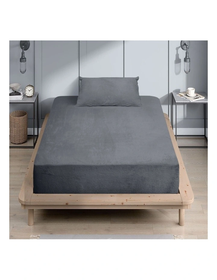 DreamZ Pillowcase Flannel Single Size Winter Warm Fitted Bed Sheet Set