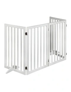 4 Panel Wooden Pet Dog Gate in White