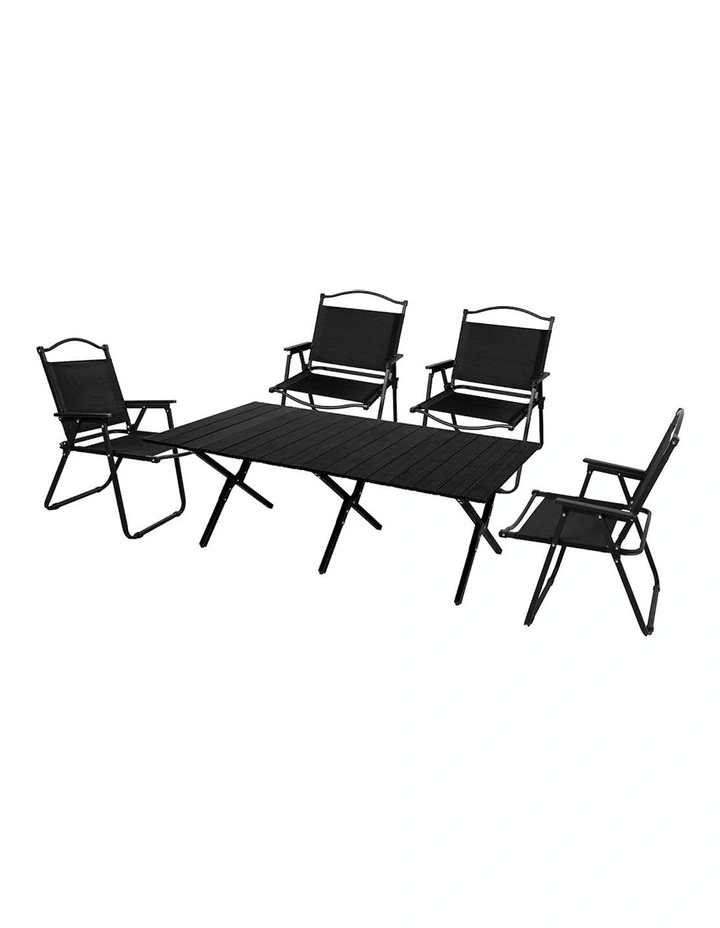 Folding Camping Table Chair in Black image 1