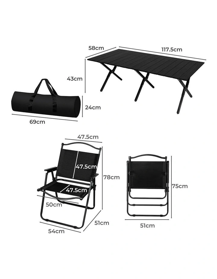 Folding Camping Table Chair in Black image 3