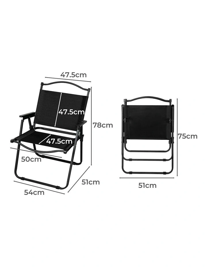 4 Pieces Foldable Camping Chair in Black image 3