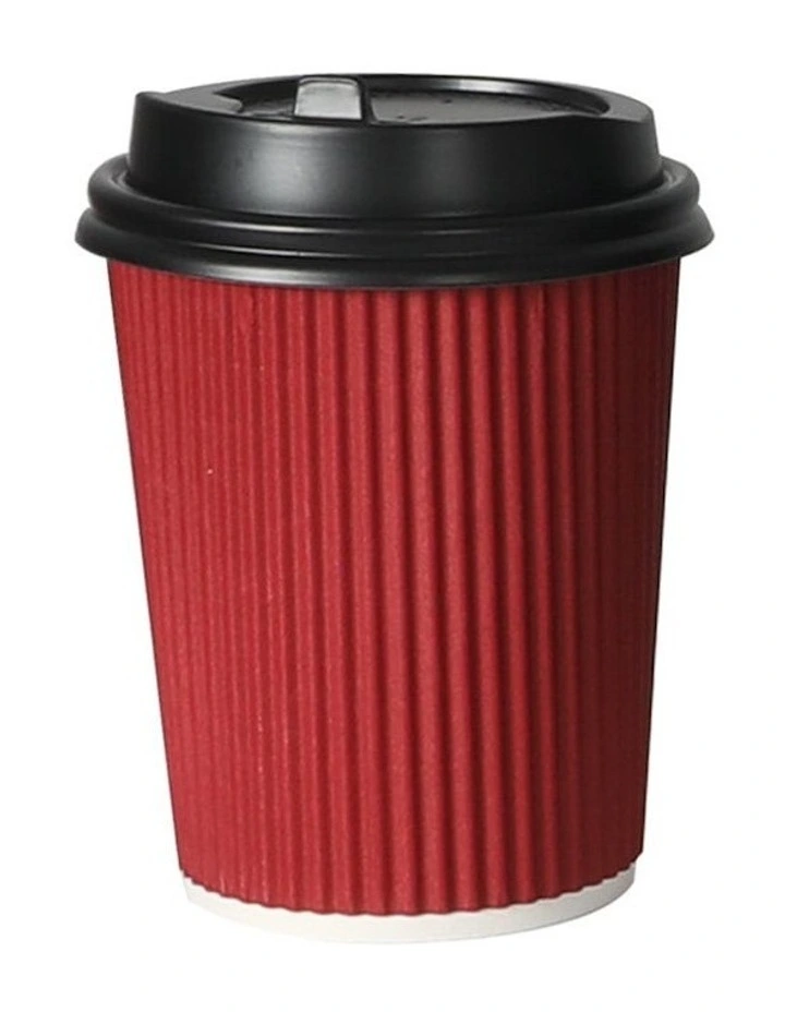 8oz Disposable Takeaway Coffee Paper Cups With Lids 1000 Pieces in Red image 1