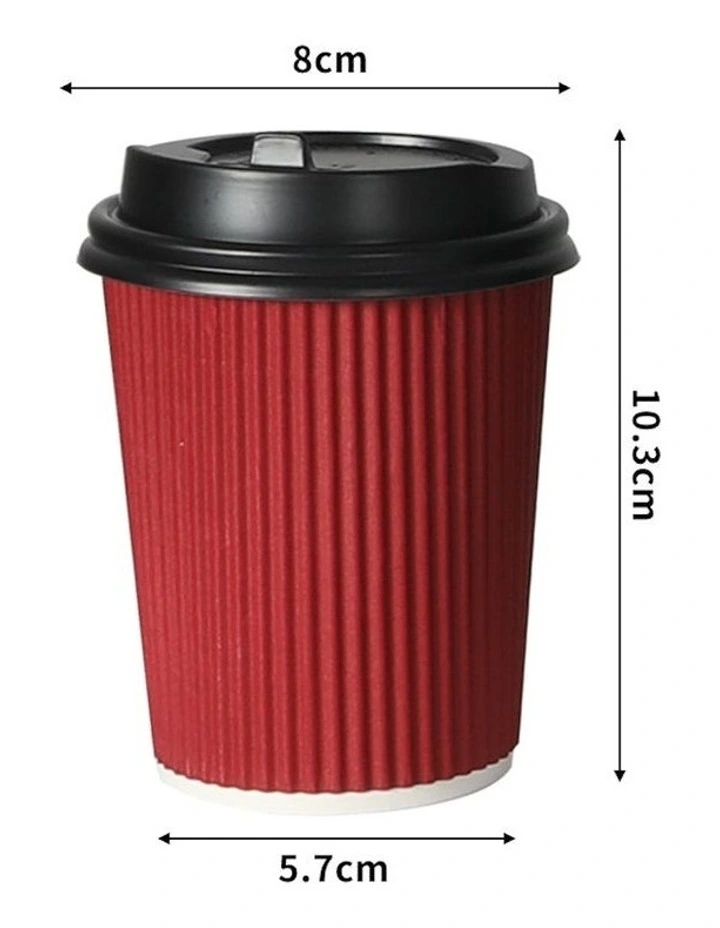 8oz Disposable Takeaway Coffee Paper Cups With Lids 1000 Pieces in Red image 3
