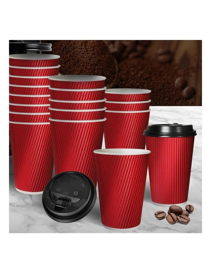 8oz Disposable Takeaway Coffee Paper Cups With Lids 1000 Pieces in Red image 7