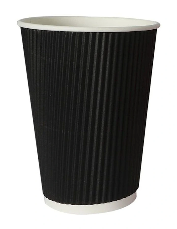 12oz Disposable Takeaway Coffee Paper Cups With Lids 100 Pieces in Black image 2