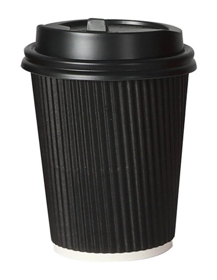 Takeaway Paper Triple Wall Disposable Coffee Cups 16oz 50 Piece in Black image 1