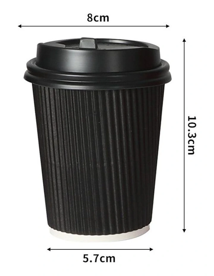 Takeaway Paper Triple Wall Disposable Coffee Cups 16oz 50 Piece in Black image 3