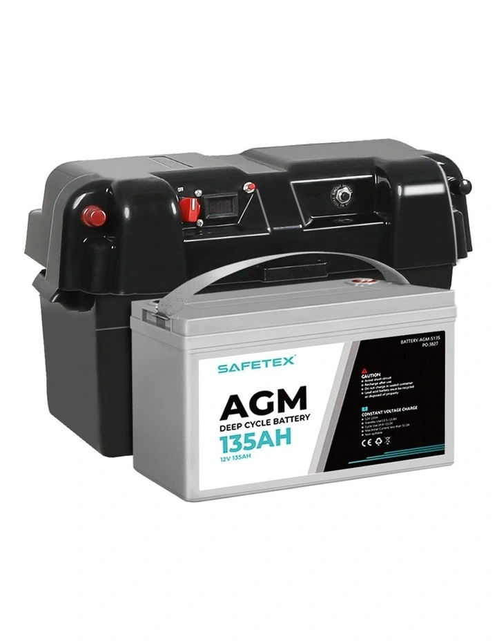 12V 135Ah AGM 4WD Deep Cycle Battery with Strap Battery Box image 1