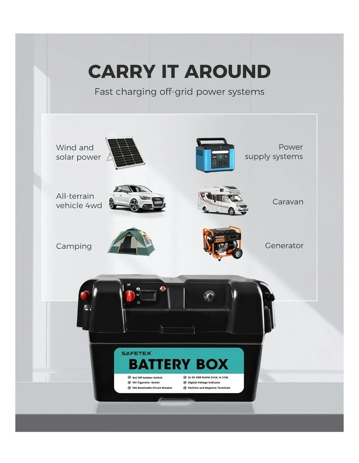 12V 135Ah AGM 4WD Deep Cycle Battery with Strap Battery Box image 3