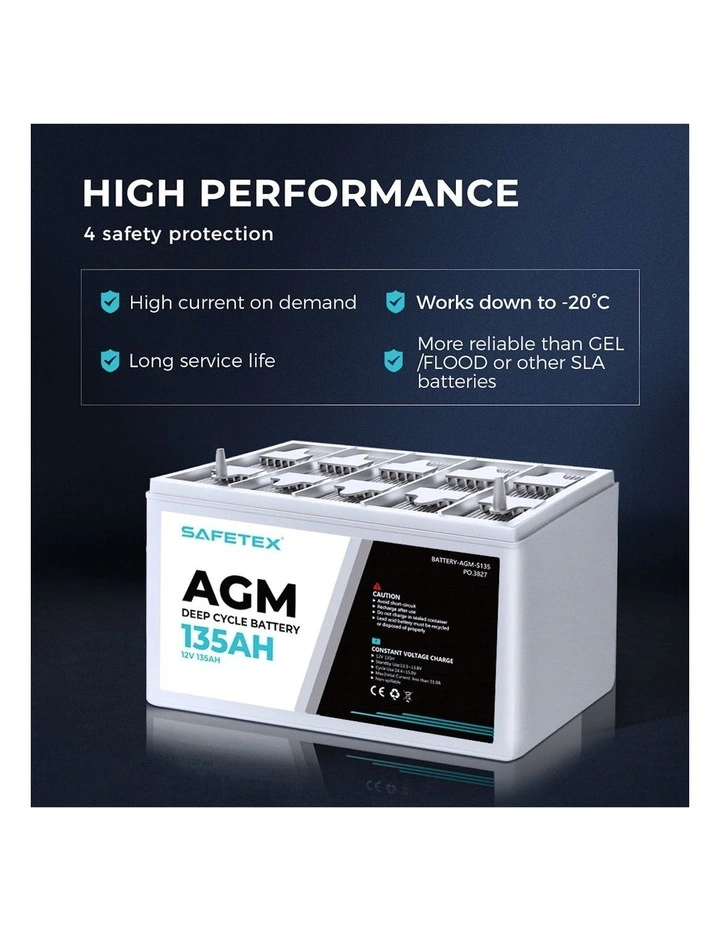 12V 135Ah AGM 4WD Deep Cycle Battery with Strap Battery Box image 7