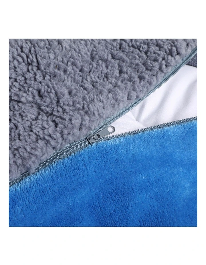 King Size Two-Sided Bed Quilt Cover Flannel Super with Pillowcase in Navy Blue image 4