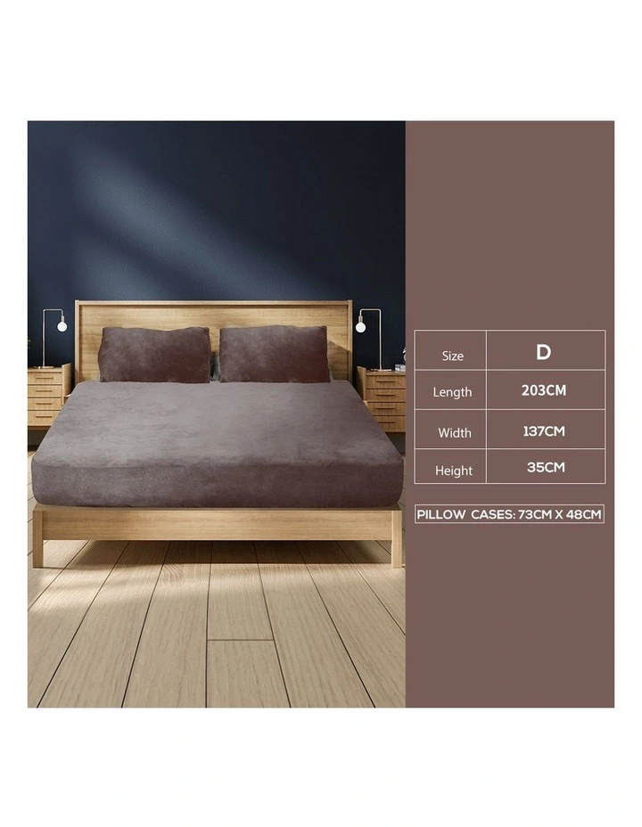 Traderight Group Double Size Bed Fitted Sheet Flannel Bedding Set With