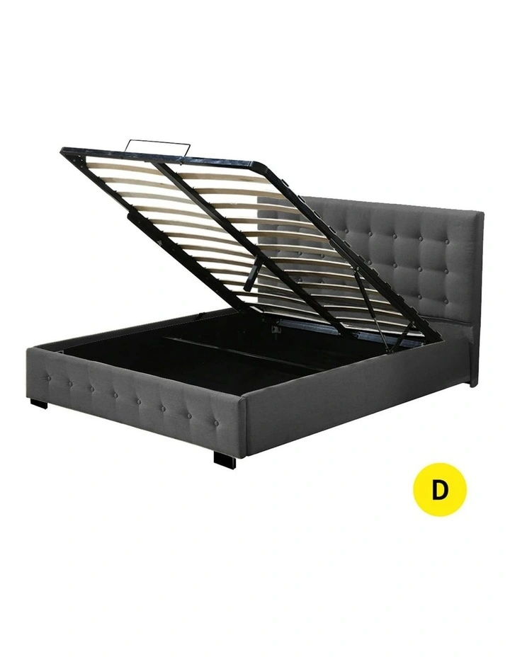 Double Size Gas Lift Bed Frame in Dark Grey image 1