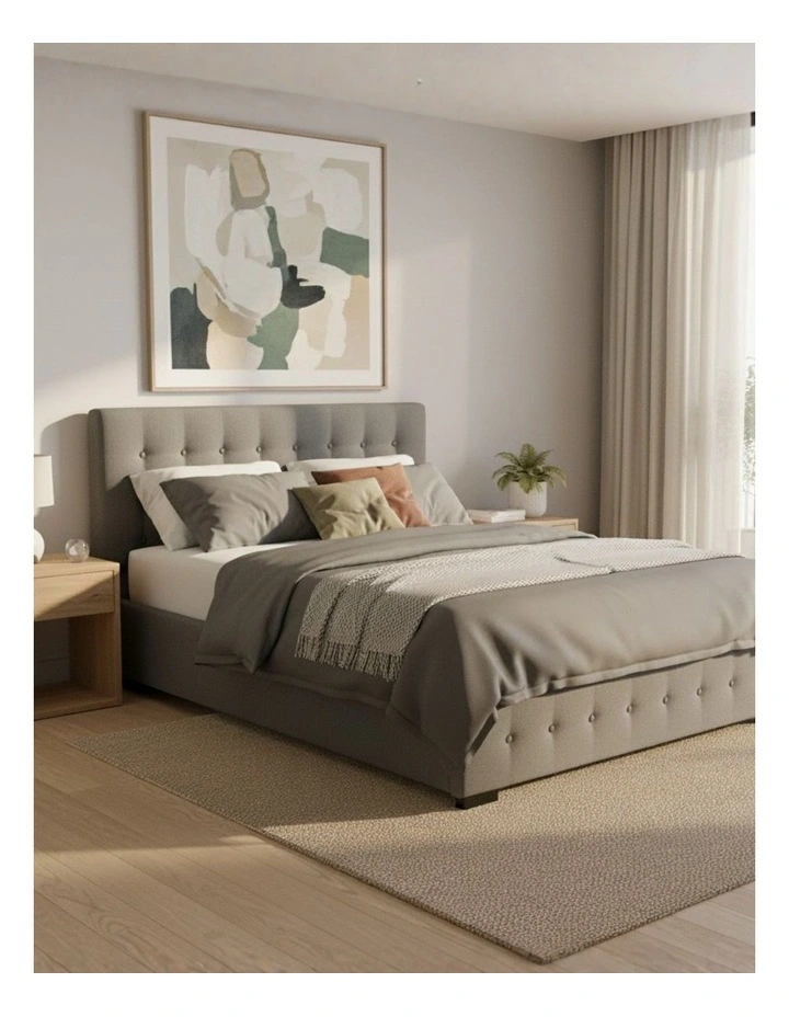 Gas Lift Storage King Size Bed Frame in Grey image 1