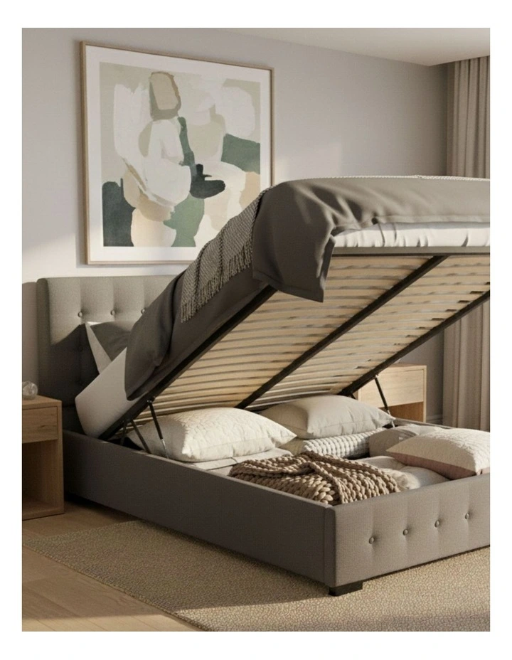 Gas Lift Storage King Size Bed Frame in Grey image 2