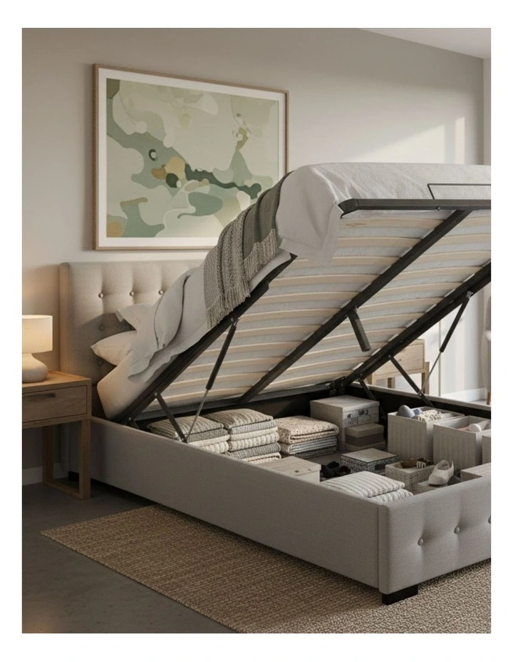 Gas Lift Storage Bed Frame in Grey image 2