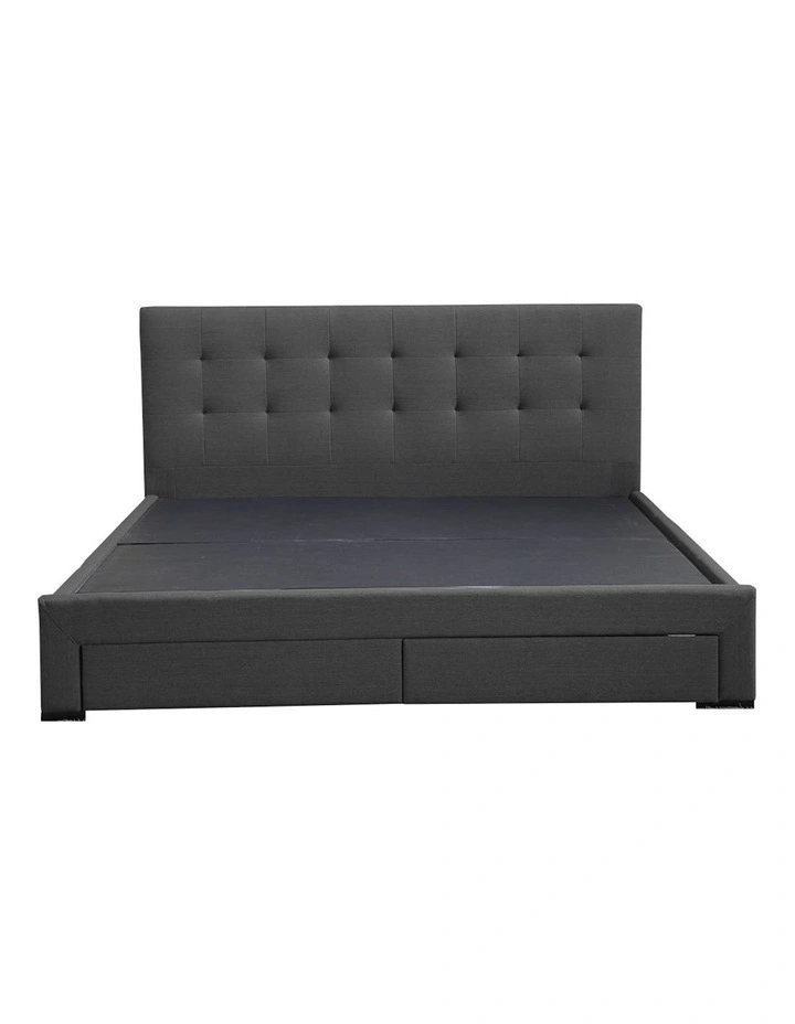 Double Bed Frame Tufted 4 Drawers with Castors in Dark Grey image 1