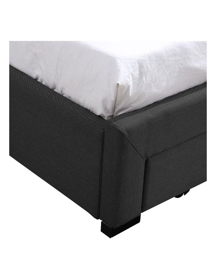 Double Bed Frame Tufted 4 Drawers with Castors in Dark Grey image 4
