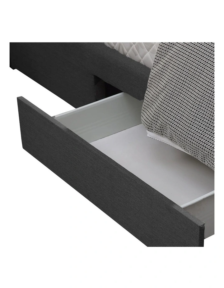 Double Bed Frame Tufted 4 Drawers with Castors in Dark Grey image 5