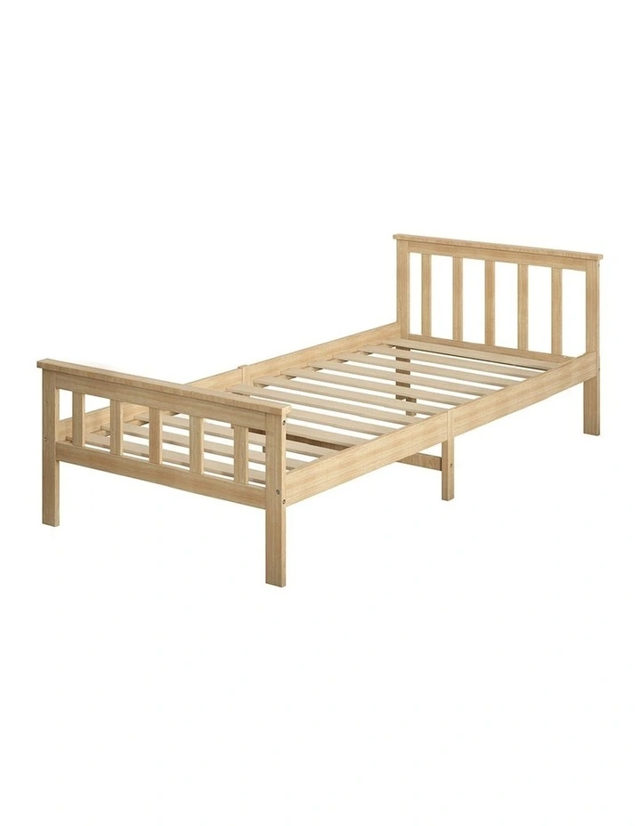 Mattress Base Solid Pine Wood Wooden Single Bed Frame in Natural image 1