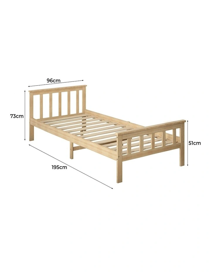 Mattress Base Solid Pine Wood Wooden Single Bed Frame in Natural image 3