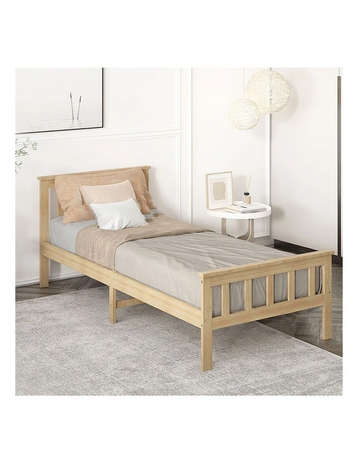 Mattress Base Solid Pine Wood Wooden Single Bed Frame in Natural image 7