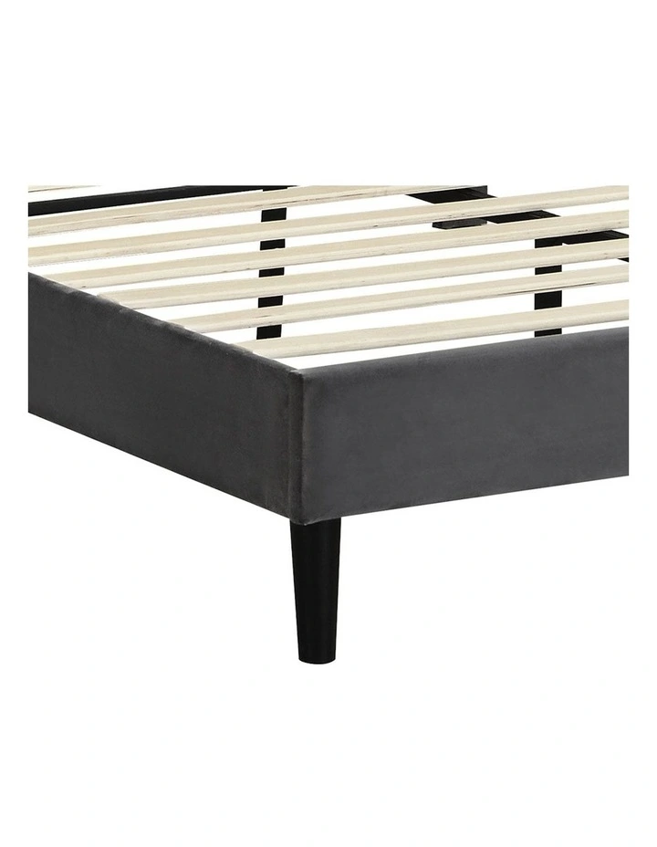 Velvet Adjustable Headboard Mattress Base Queen Size Bed Frame in Grey image 5