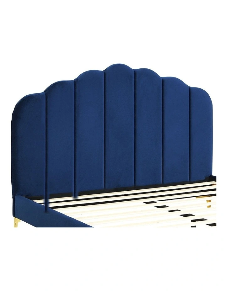 Velvet Headboard Bed Frame Double Size in Blue image 6