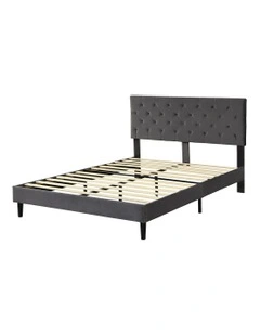 Velvet Headboard Mattress Base Bed Frame Double Size in Grey
