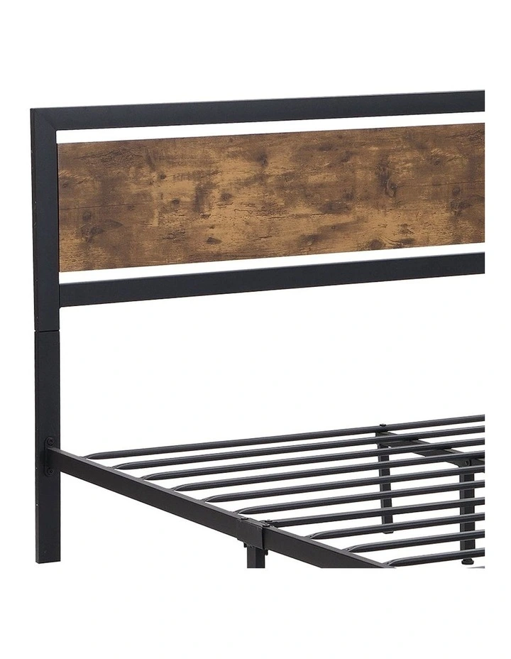 Mattress Base Platform Wooden 4 Drawers Industrial Metal Double Bed Frame in Brown image 6
