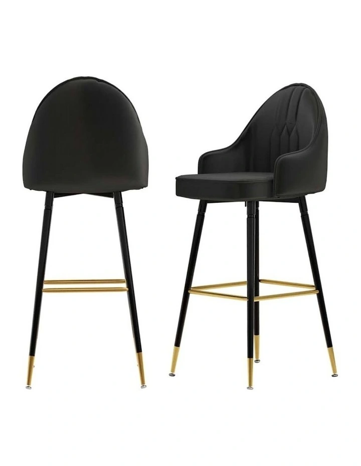 Velvet Bar Stools Set of 2 in Black image 1