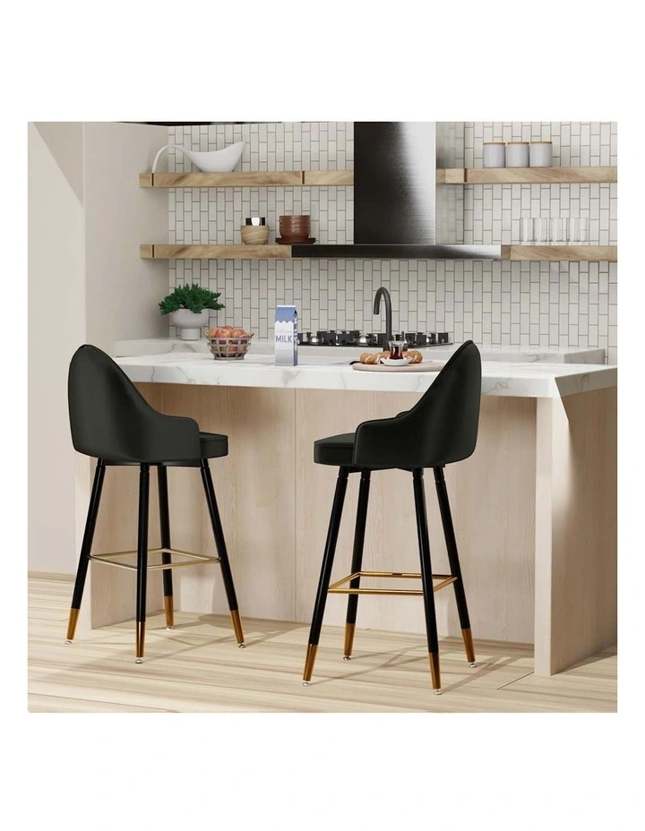 Velvet Bar Stools Set of 2 in Black image 6