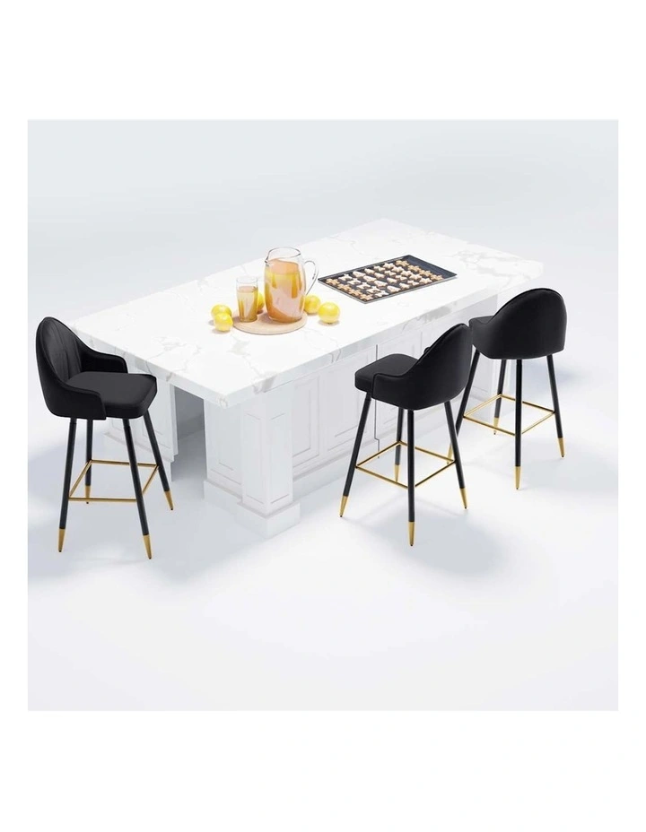 Velvet Bar Stools Set of 2 in Black image 7