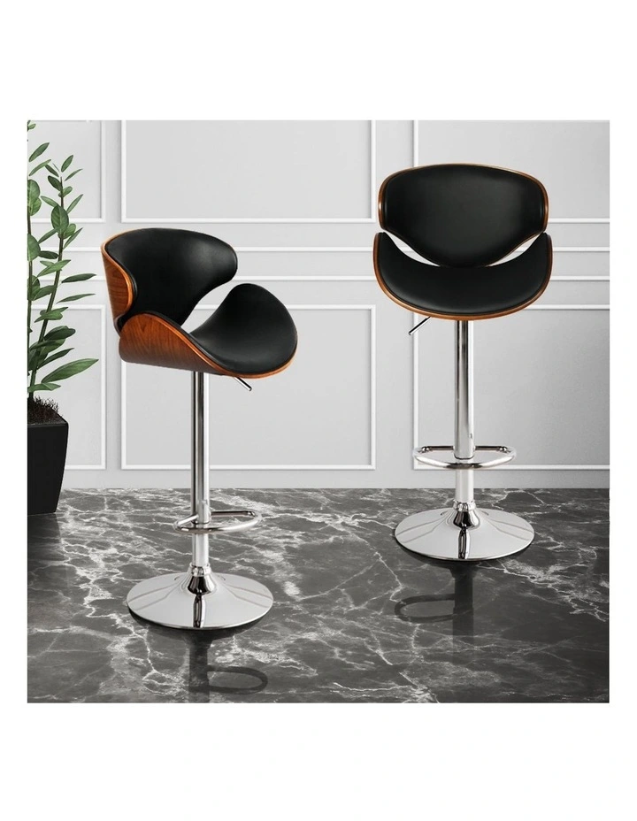 Levede Black Gas Lift Wooden Metal Bar Stool 1x image 7