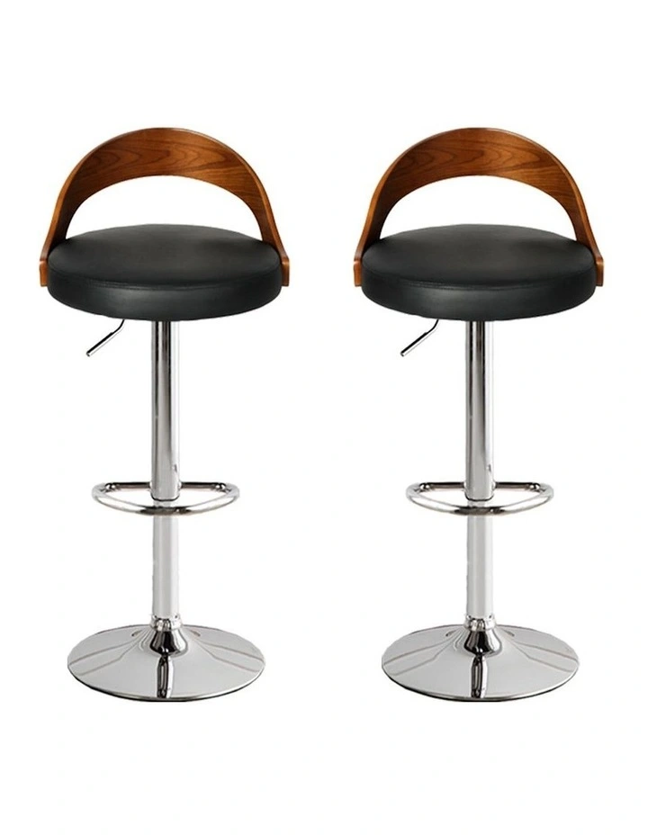 Gas Lift Wooden Metal Bar Stool 1x in Grey image 2