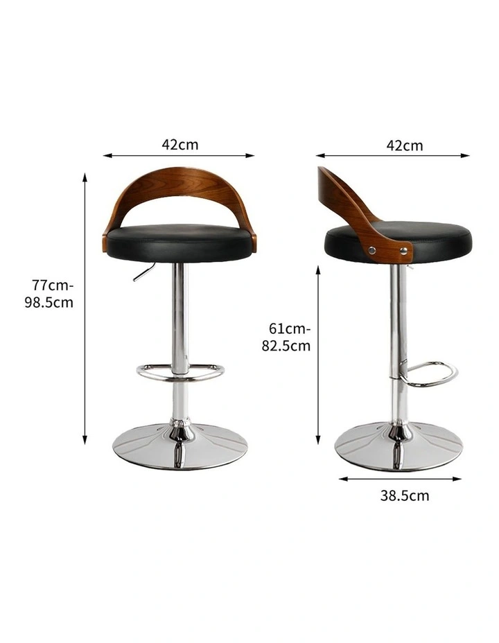 Gas Lift Wooden Metal Bar Stool 1x in Grey image 3