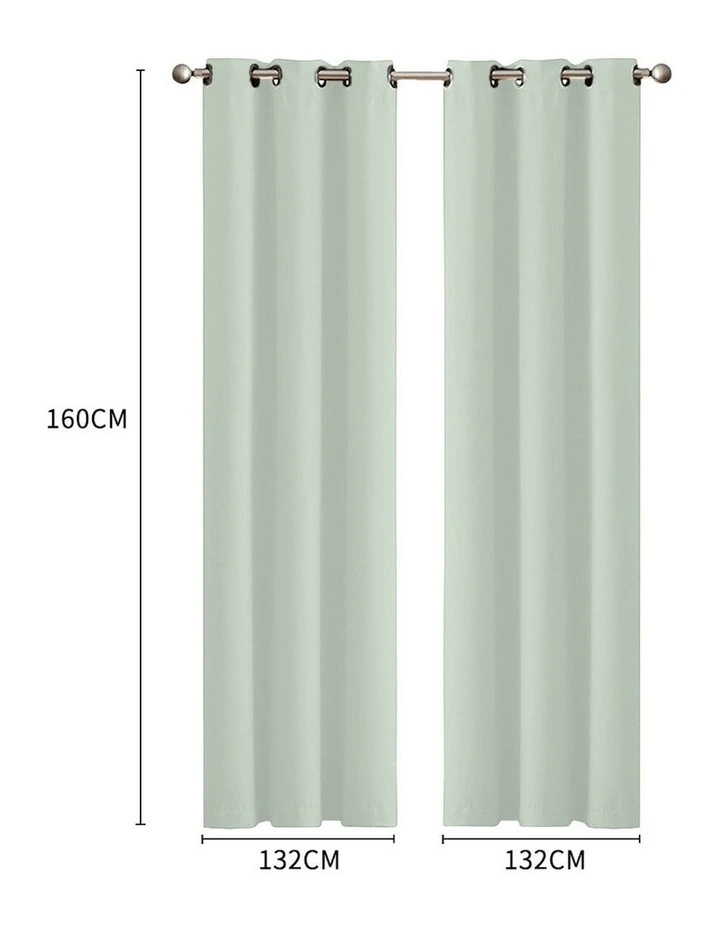Blockout Curtains Panels 3 Layers 132x160cm 2 Pack in Green image 3