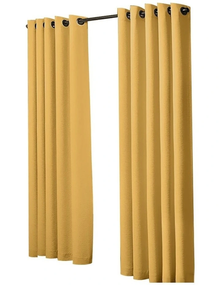 3 Layers Eyelet Blockout Curtains 180x230cm x2 in Mustard image 2