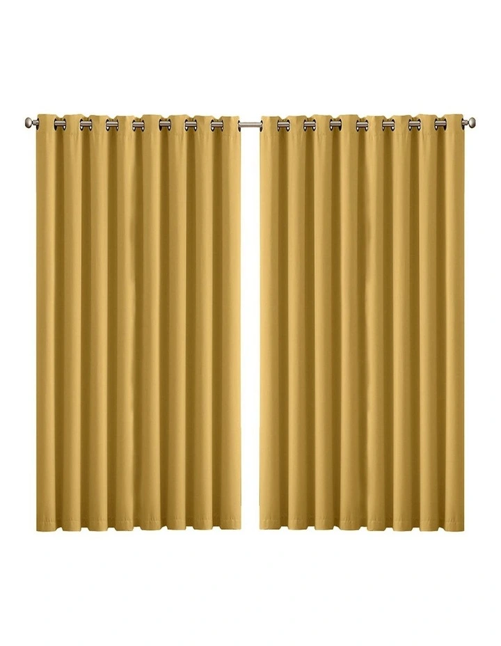 3 Layers Blockout Eyelet Curtains 2x 300x230cm in Mustard image 1