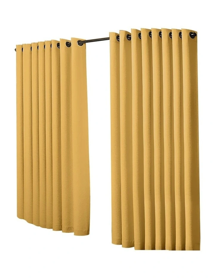 3 Layers Blockout Eyelet Curtains 2x 300x230cm in Mustard image 2